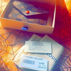 Louis Vuitton Damier Ebene Victorine wallet cherry